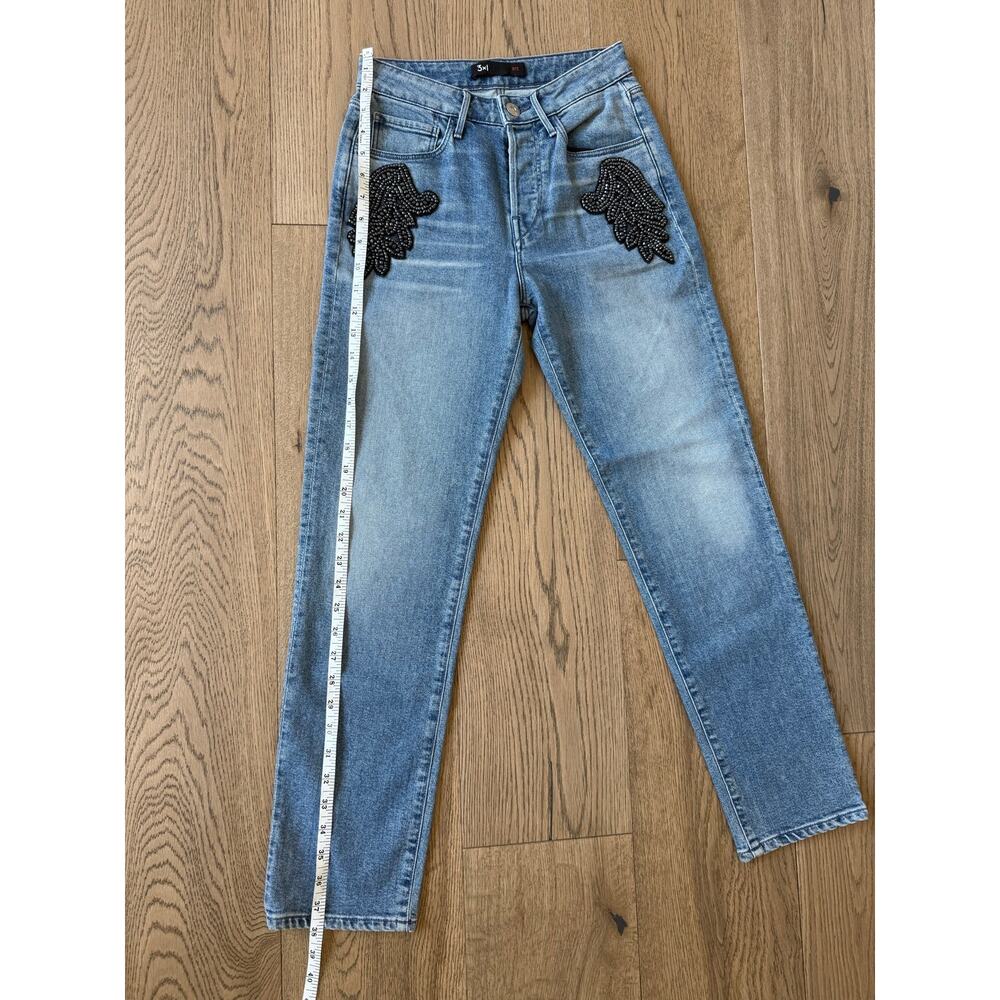 3x1 NYC Burke Beaded Boyfriend Jeans Sz 26 Made USA Light Wash Designer Denim - Picture 4 of 9